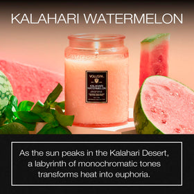 Voluspa Kalahari Watermelon wax close-up highlights coconut wax burn