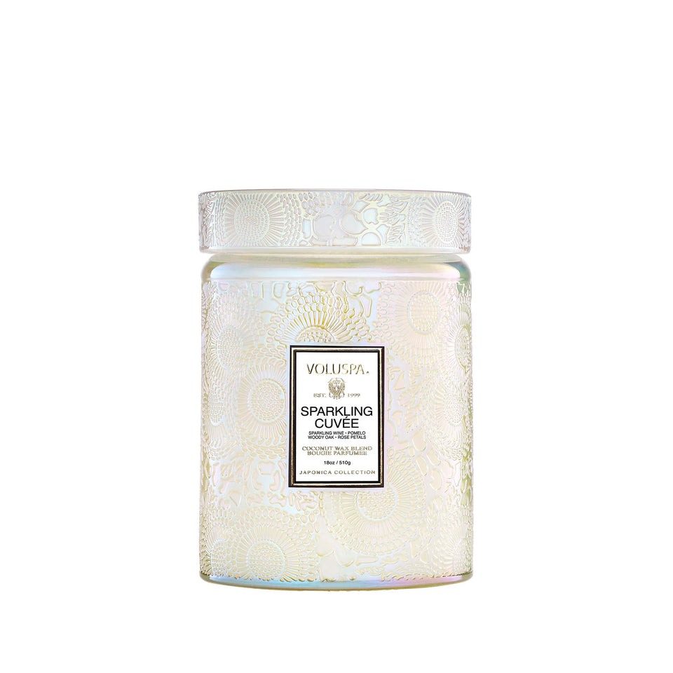Voluspa Sparkling Cuvee 18oz candle jar delivers clean burn with coconut wax