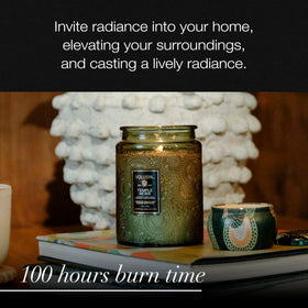Voluspa Temple Moss scented candle serves as a versatile gift option.