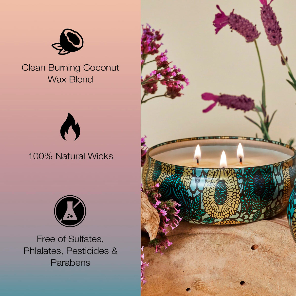 Voluspa Verbena note detail image, accentuating fresh herbal nuance.