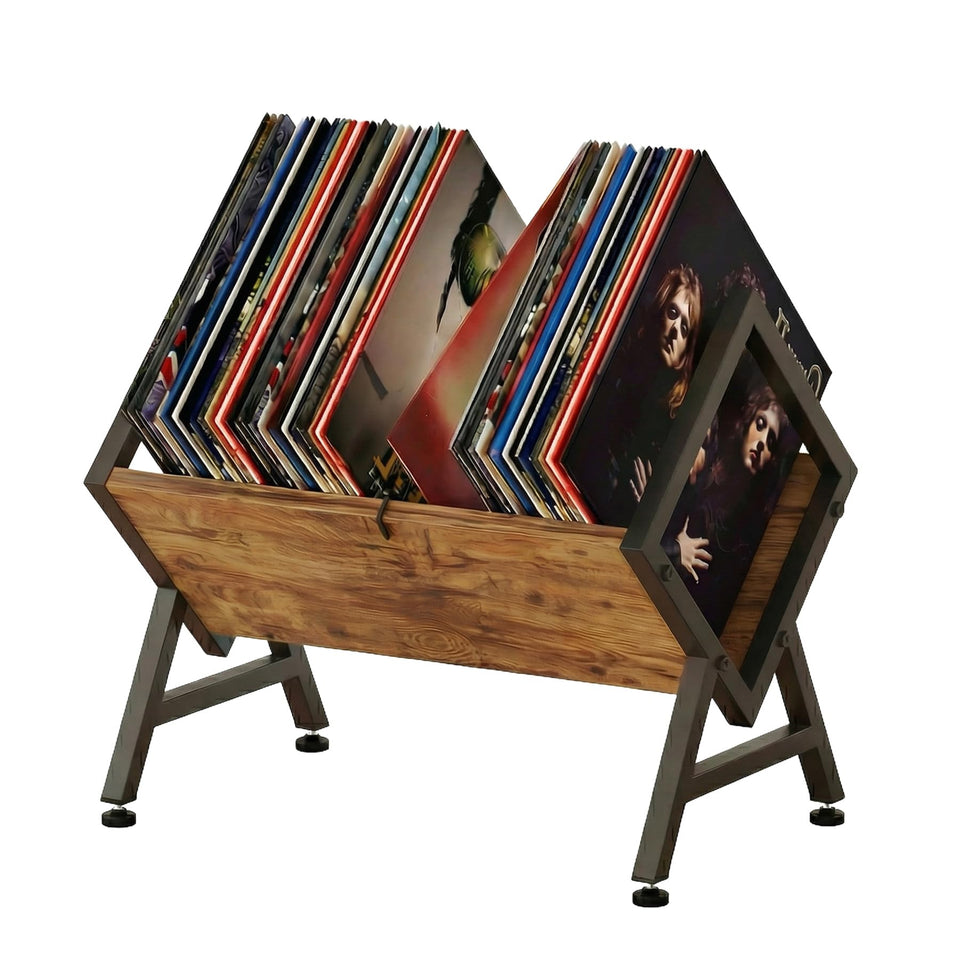 VonDream vinyl record holder front view shows compact space-saving storage for 12-inch albums.