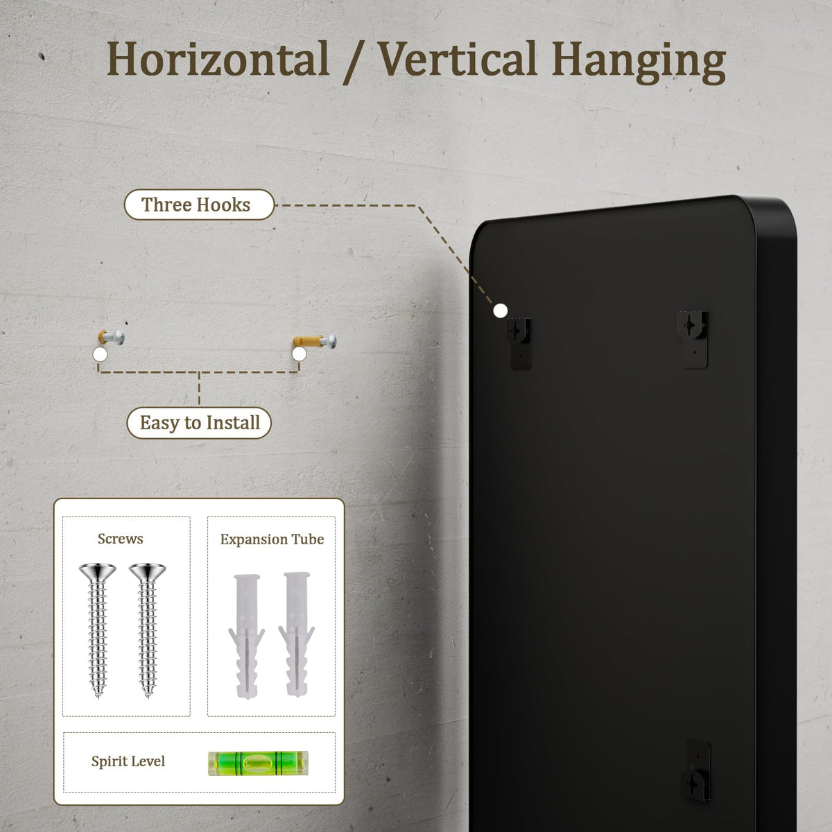 VooBang vertical hanging mirror suited for tight spaces
