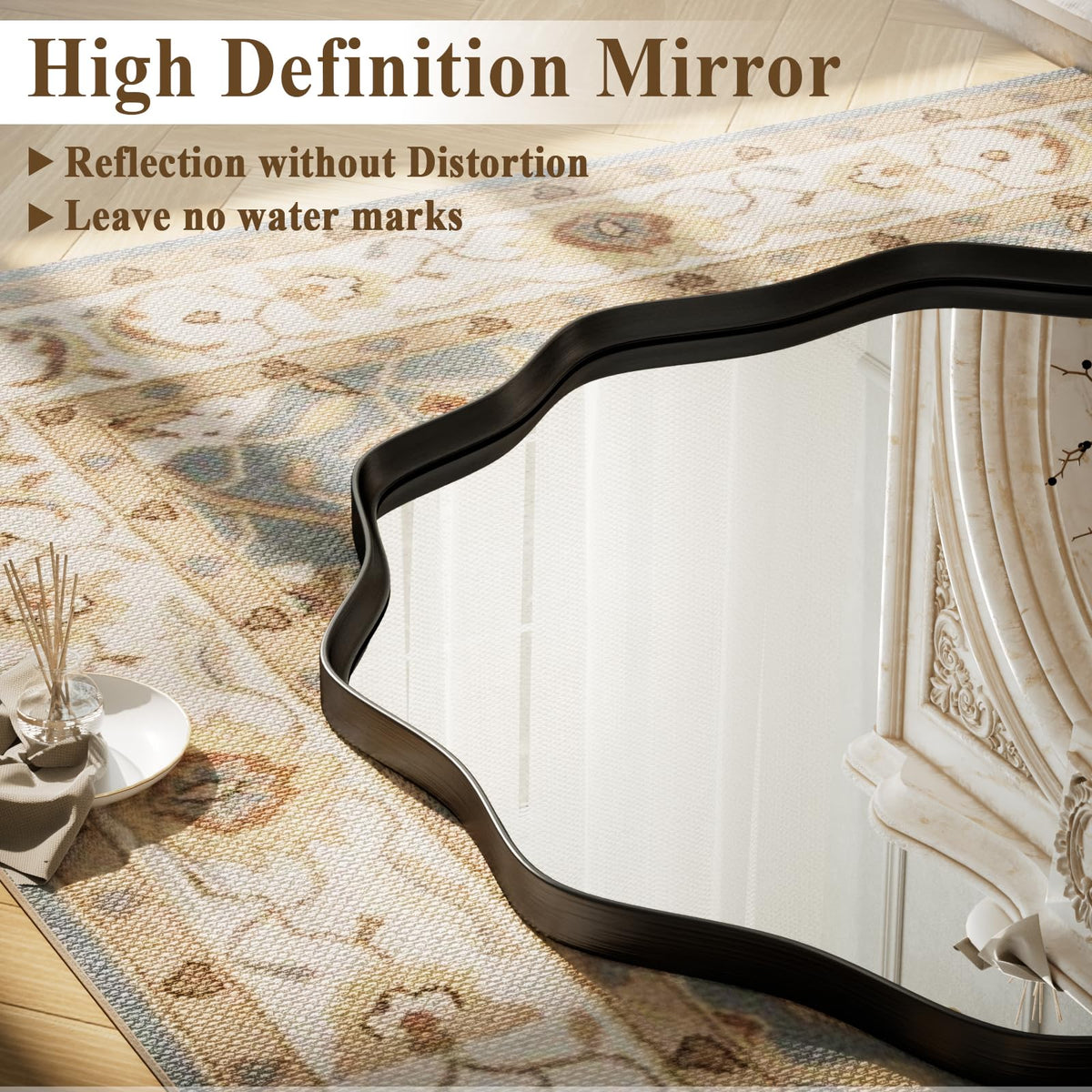VooBang mirror frame texture; brushed finish complements modern or rustic décor.