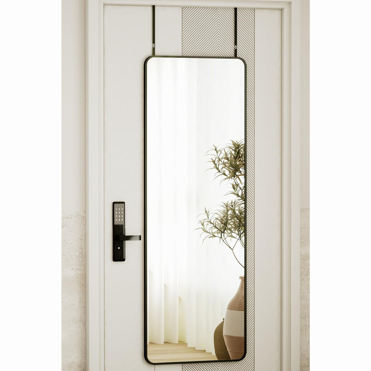 VooBang full-length mirror mounted on a door frame enhances space and light.