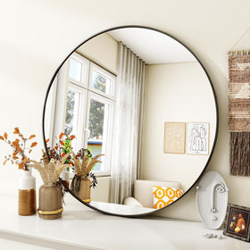VooBang round wall-mount mirror with hook for easy hanging