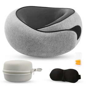 VOOMIKON neck pillow in airplane setup offers compact comfort on long flights.
