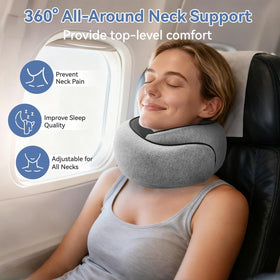 VOOMIKON travel pillow delivers 360° support for neck and head during travel.