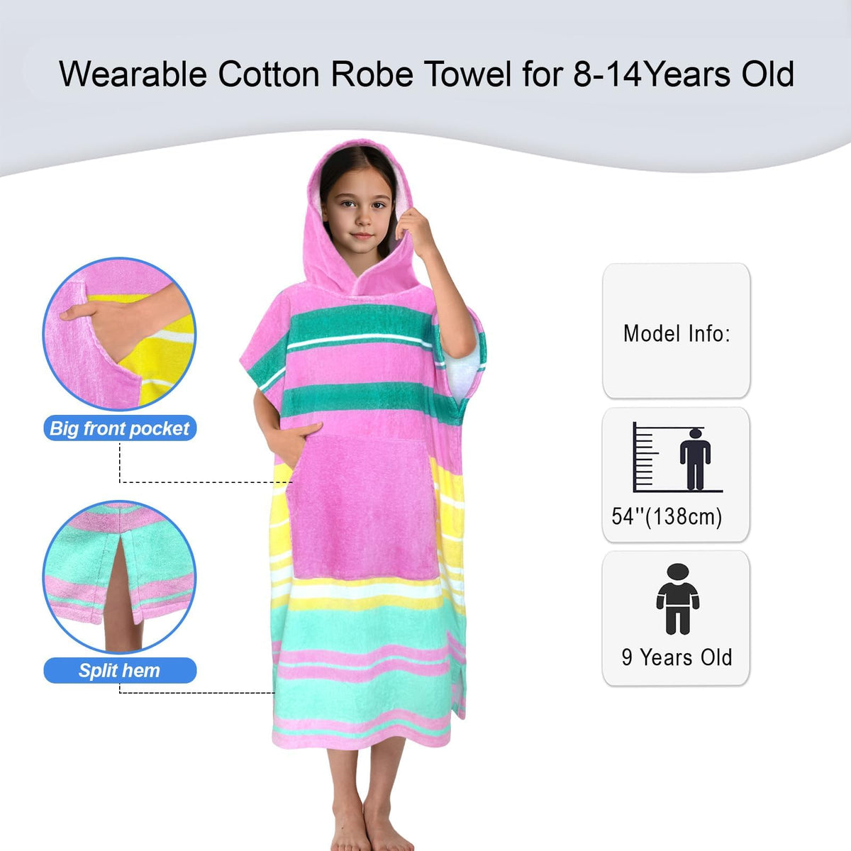 VOOVA & MOVAS hooded towel robe in bathroom; warm, absorbent after bath.