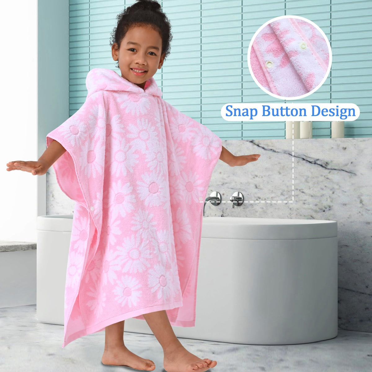 VOOVA & MOVAS jacquard daisy pattern adds charm to bath time.