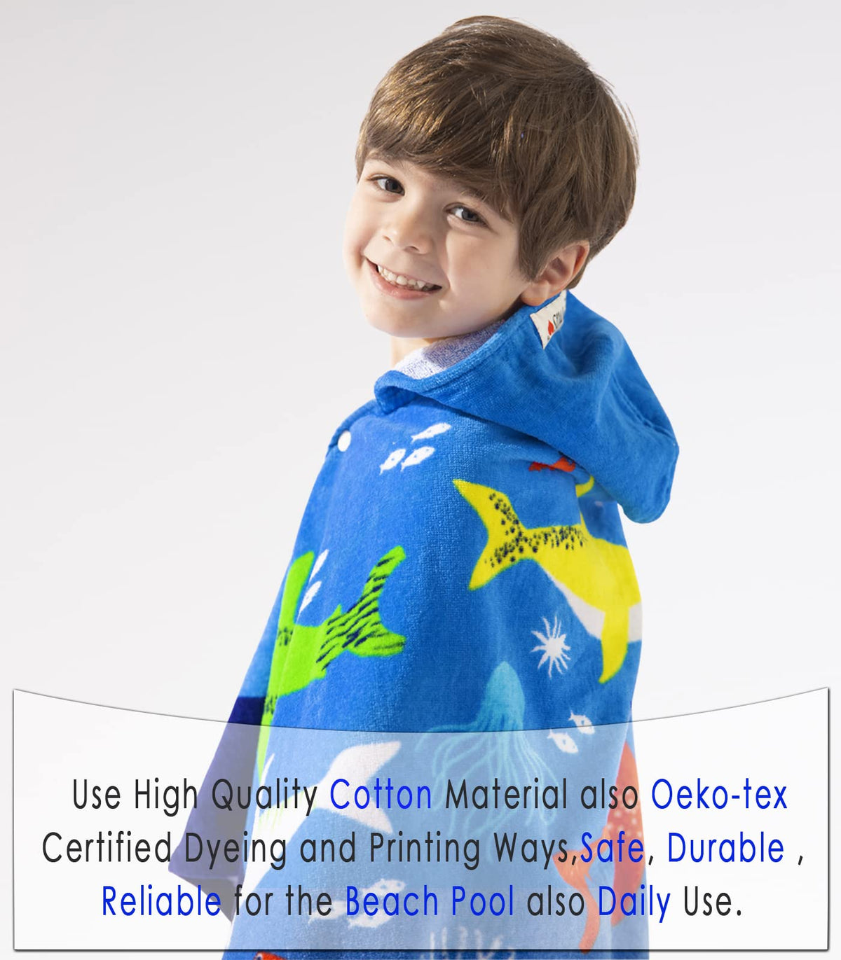 VOOVA & MOVAS kids towel 50x30 large size supports growing toddlers during beach trips.