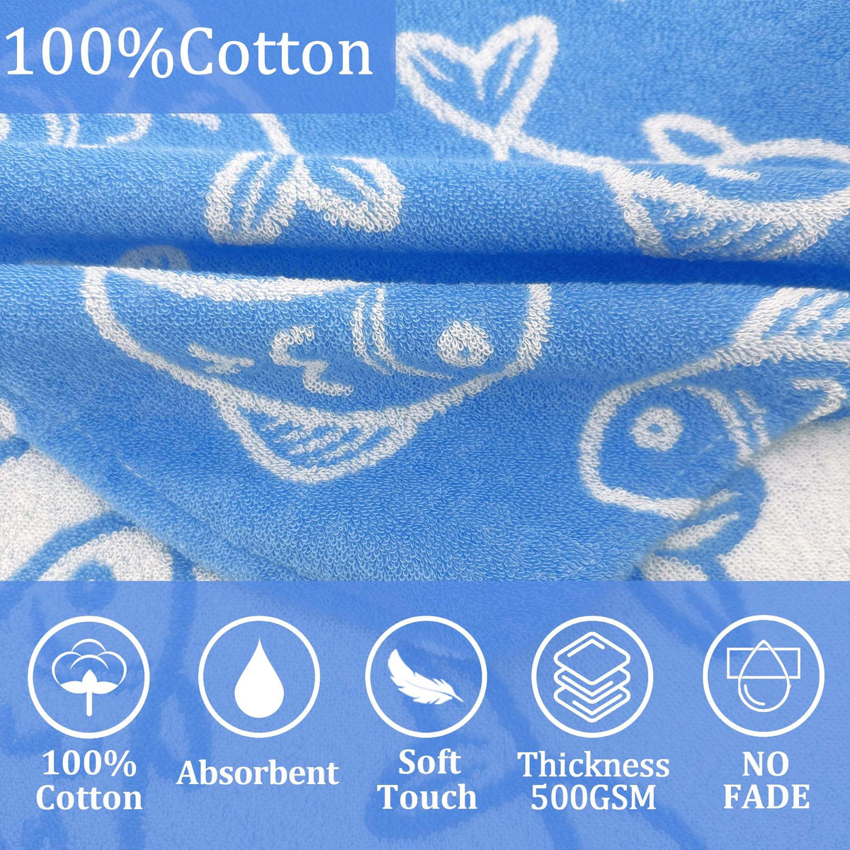 VOOVA & MOVAS oversized 21x21 towel for toddlers at the pool and beach