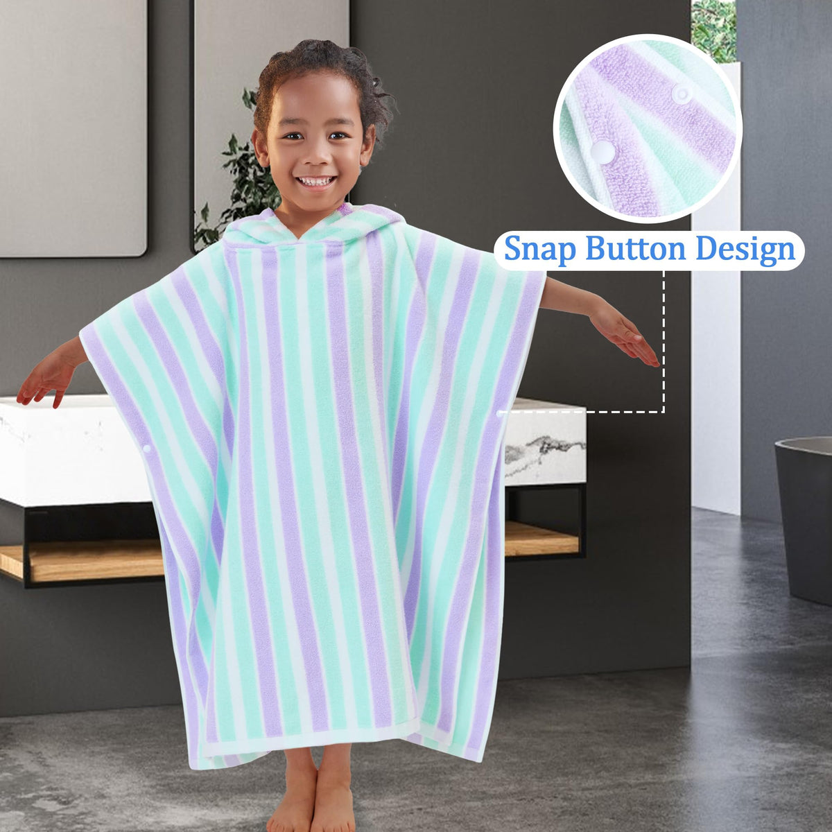 VOOVA & MOVAS multi-use-pattern-poncho-towel, great for home, pool, and beach.