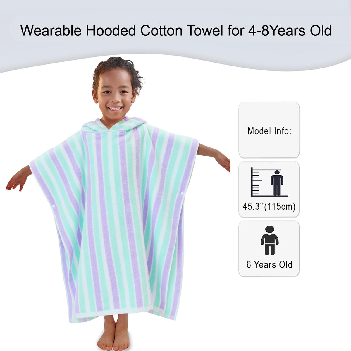 VOOVA & MOVAS quick-dry-poncho-towel, 100% cotton for fast drying after swim.