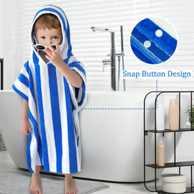 VOOVA & MOVAS pool-beach towel with hood and two-button opening for easy changing.