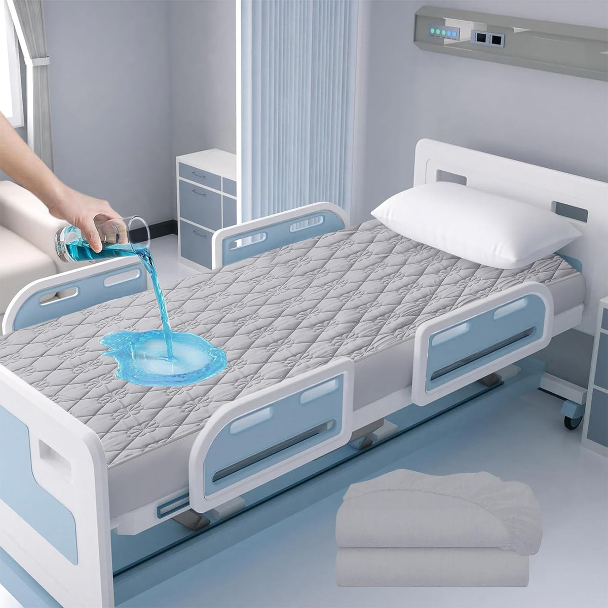 VOPHIA waterproof hospital mattress cover closeup showing leak-proof TPU backing