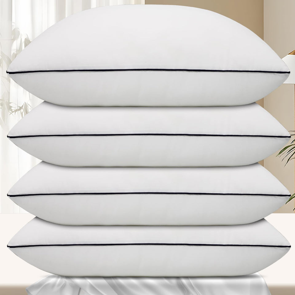 Vorouhals Hotel Collection king-size four-pack pillows ready for bed