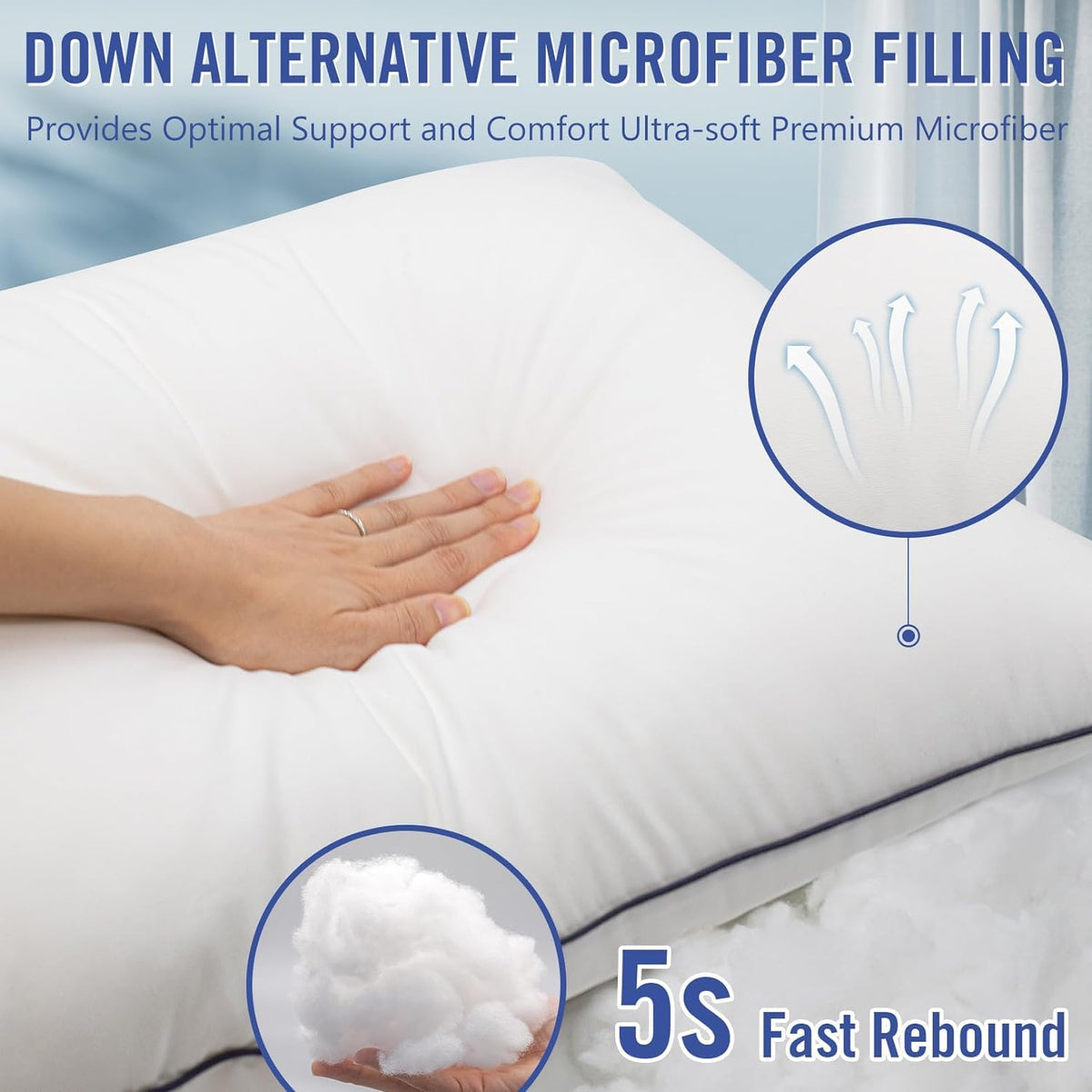 Vorouhals standard 17x26 pillow displayed for versatile sleeping positions.