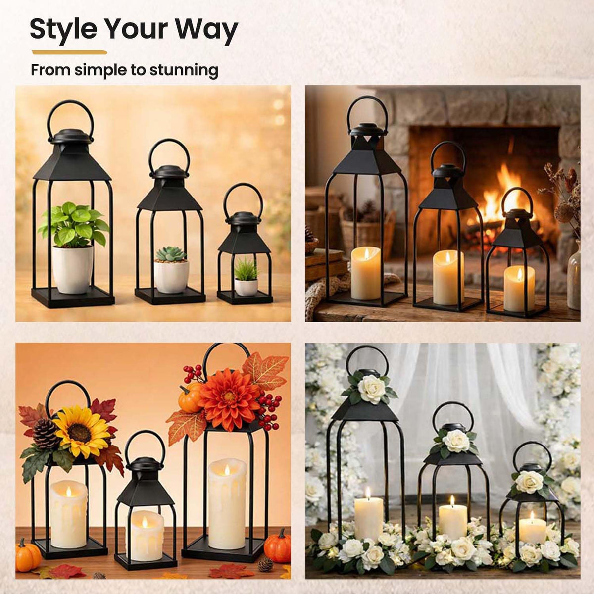 Vorplick wedding centerpiece lanterns add rustic charm to reception tables.