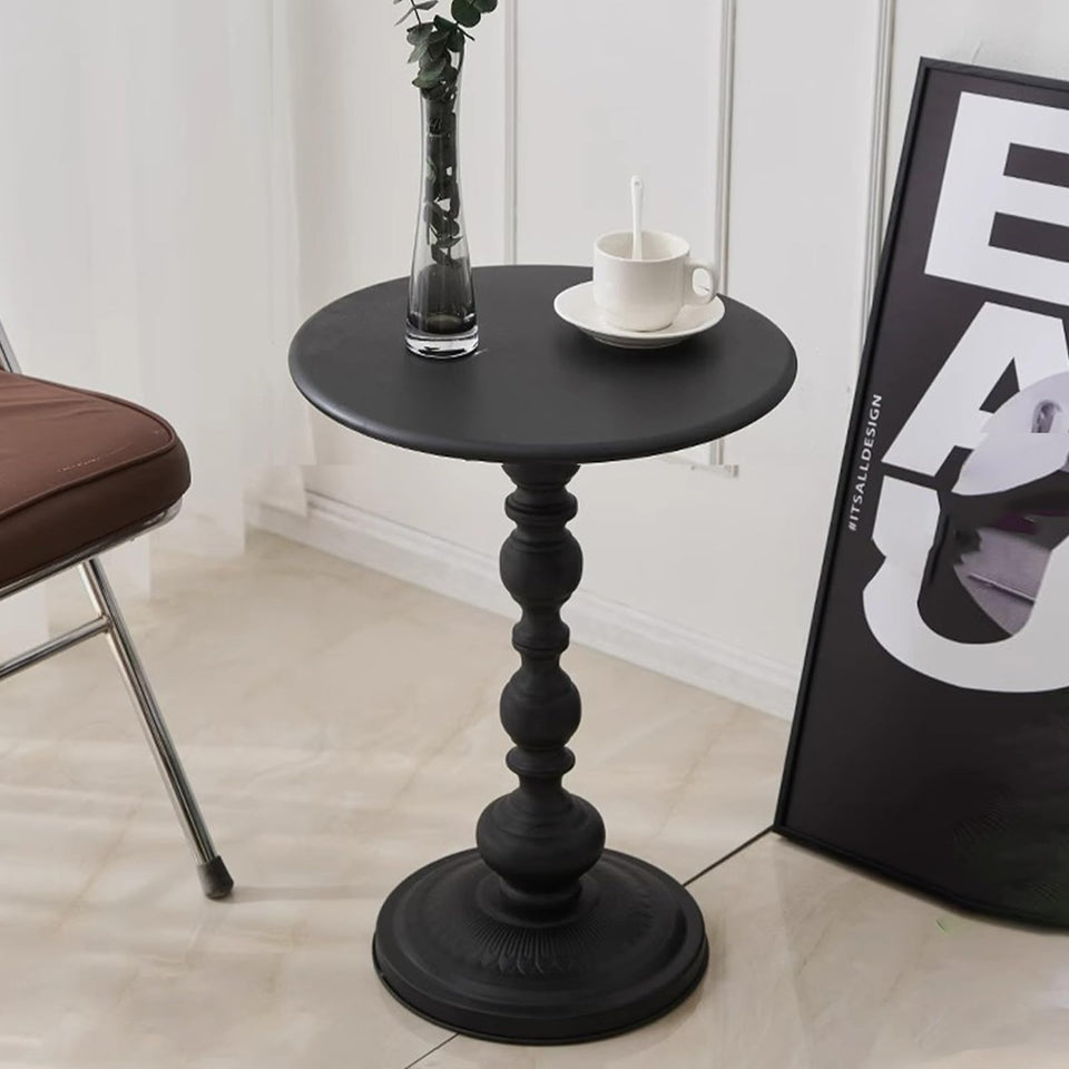Vorriop pedestal round side table top view, space-saving and sleek.