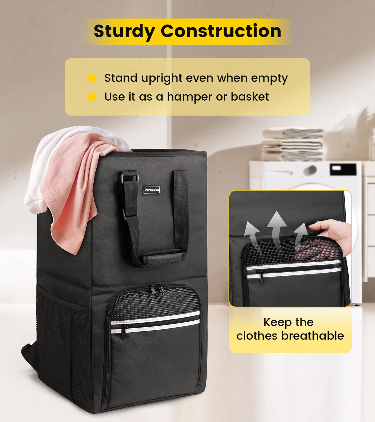 Vorspack laundry bag backpack removable inner bag enables easy sorting