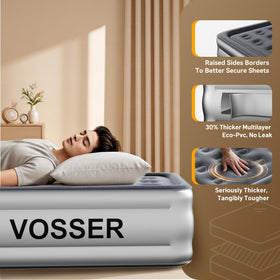 VOSSER mattress inflates in two minutes for effortless preparation.
