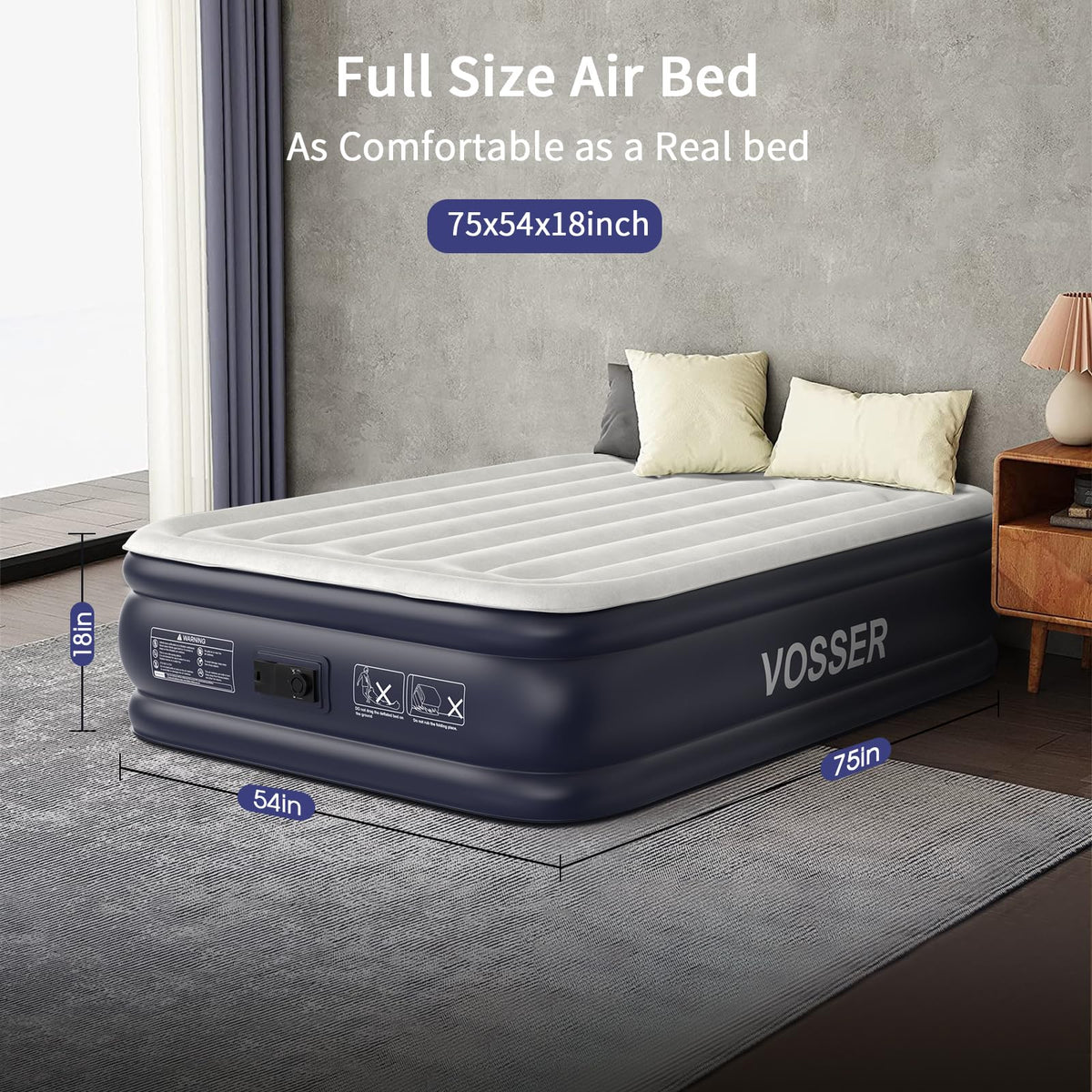 Vosser anti-slip bottom keeps the bed stable on hardwood or carpet.