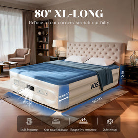 Vosser queen air mattress extended length for full-body comfort