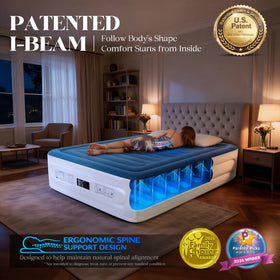 Vosser air mattress with I-Beam construction maintains a stable sleeping surface