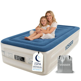 Vosser Twin Air Mattress with built-in pump inflates quickly for guests.