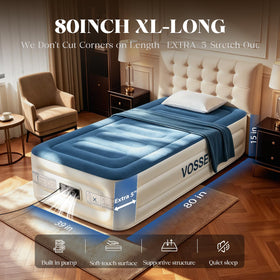 Vosser Twin Air Mattress with flocked top for comfortable sleep.