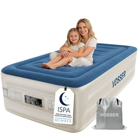 VOSSER twin air mattress with flocked top for soft, clean comfort.
