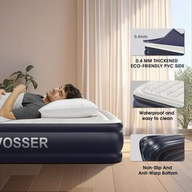 VOSSER Twin XL air mattress flocked top close-up for plush feel and easy cleaning.