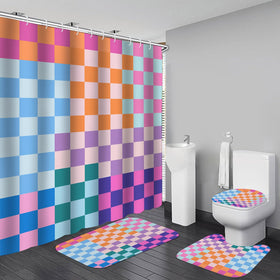 Vostolaiv checkered shower curtain close-up shows retro pattern and water-repellent fabric