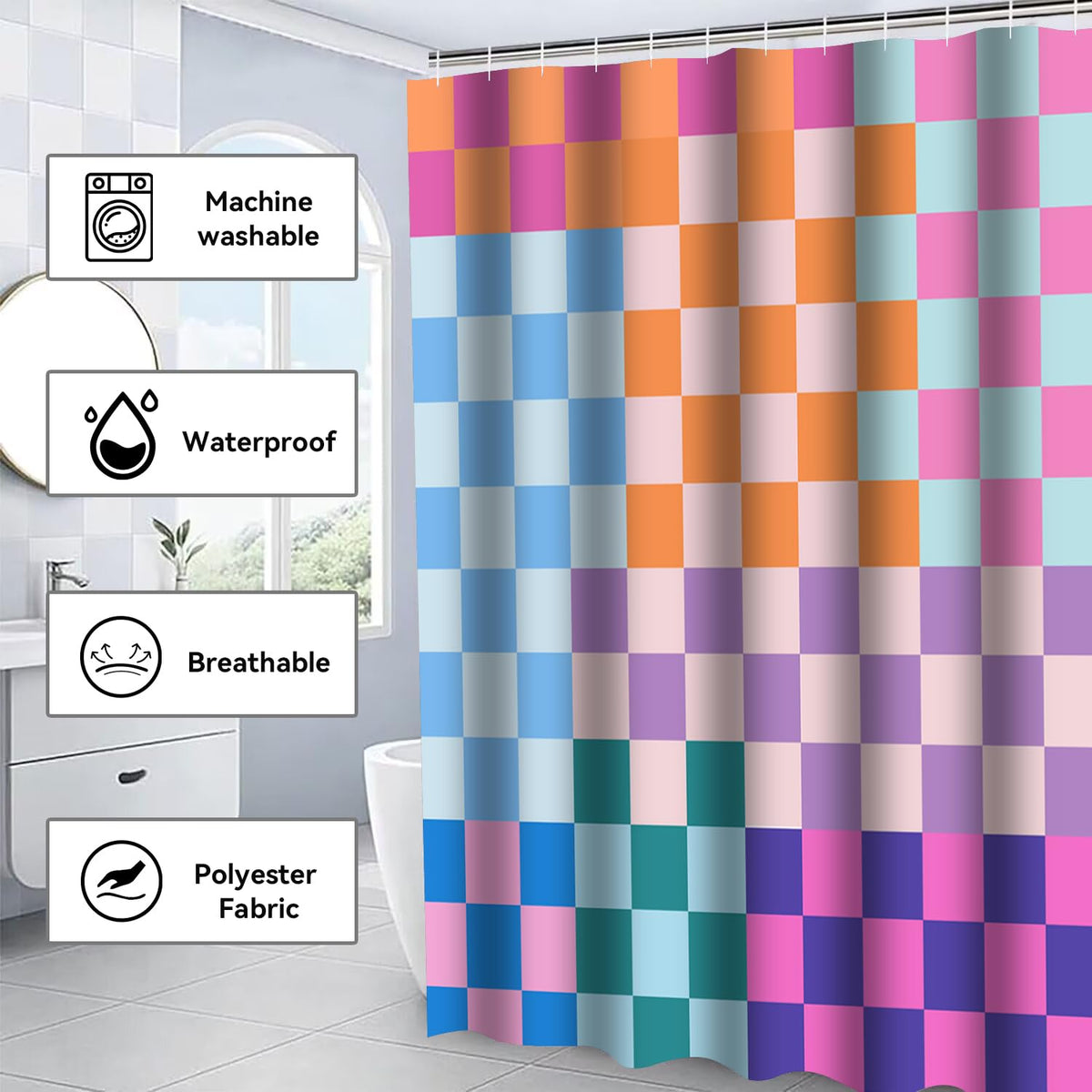 Vostolaiv retro gingham pattern adds cheerful style to any bathroom