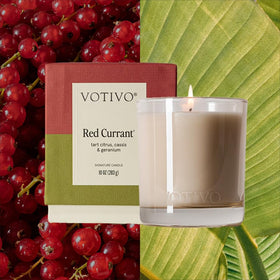 Votivo Red Currant candle wrapped in tissue paper for gift-ready presentation