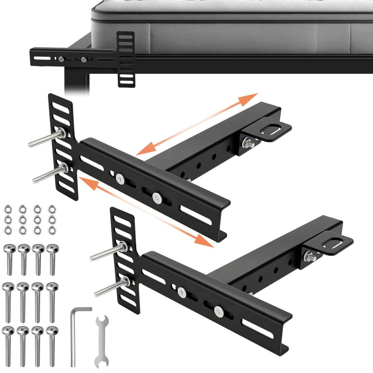 Vovoyager 2-pack adjustable headboard brackets side view for secure bed attachment