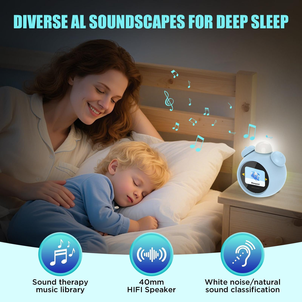 VoxNimbus AI kids alarm clock translator in use for multilingual learning