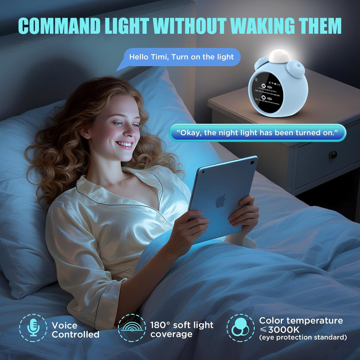 VoxNimbus AI kids alarm clock durable plastic for safe play