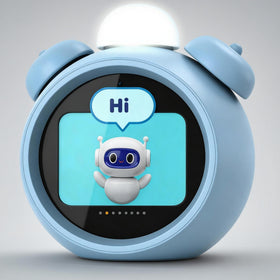 VoxNimbus AI kids alarm clock front view; kid-friendly, durable exterior