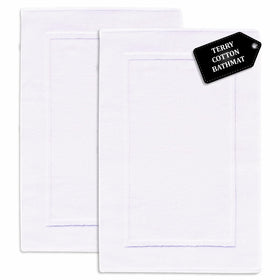 Voyzz Home premium bath mat set in white provides soft, absorbent coverage for your bathroom.