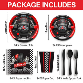 Vpimatero Race Car dessert plates: cohesive theme and easy serving for desserts.