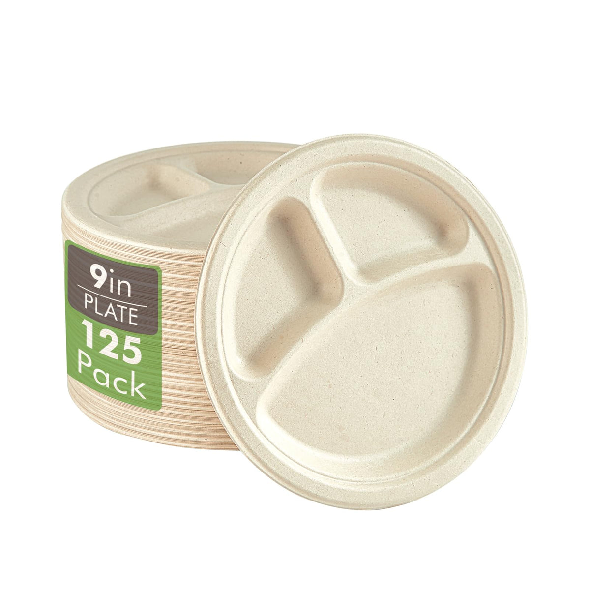 Vplus 9-inch 3-compartment plate keeps meals organized for easy serving.
