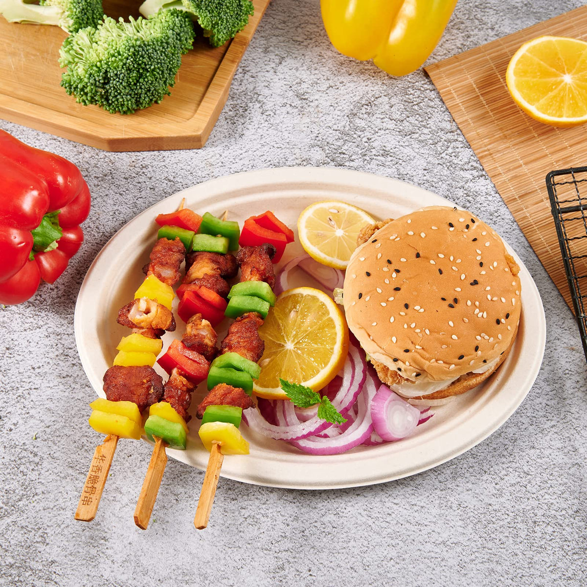 Vplus bagasse sugarcane fiber plate showing natural texture and sustainability