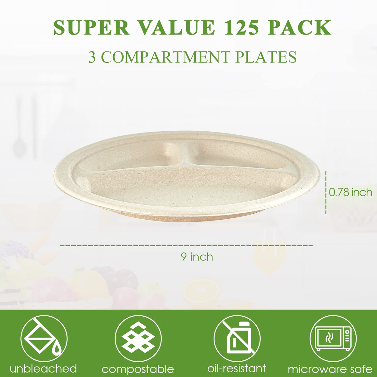 Vplus heavy-duty compostable plate with leak resistance for daily use.