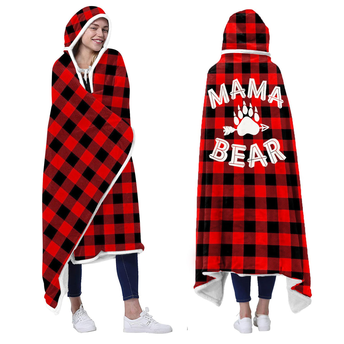 Vprintes Mama Bear wearable blanket hoodie in full view for cozy warmth