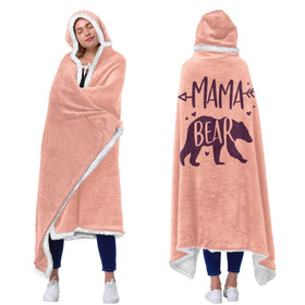 Vprintes Mama Pink wearable blanket hoodie front view showing cozy fit