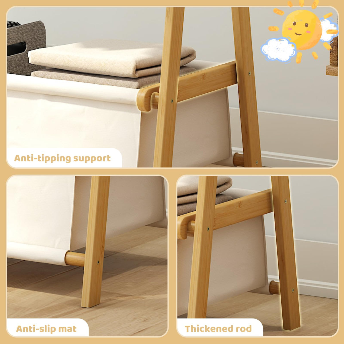 Vriccc dress up rack bottom pocket holds dolls or towels