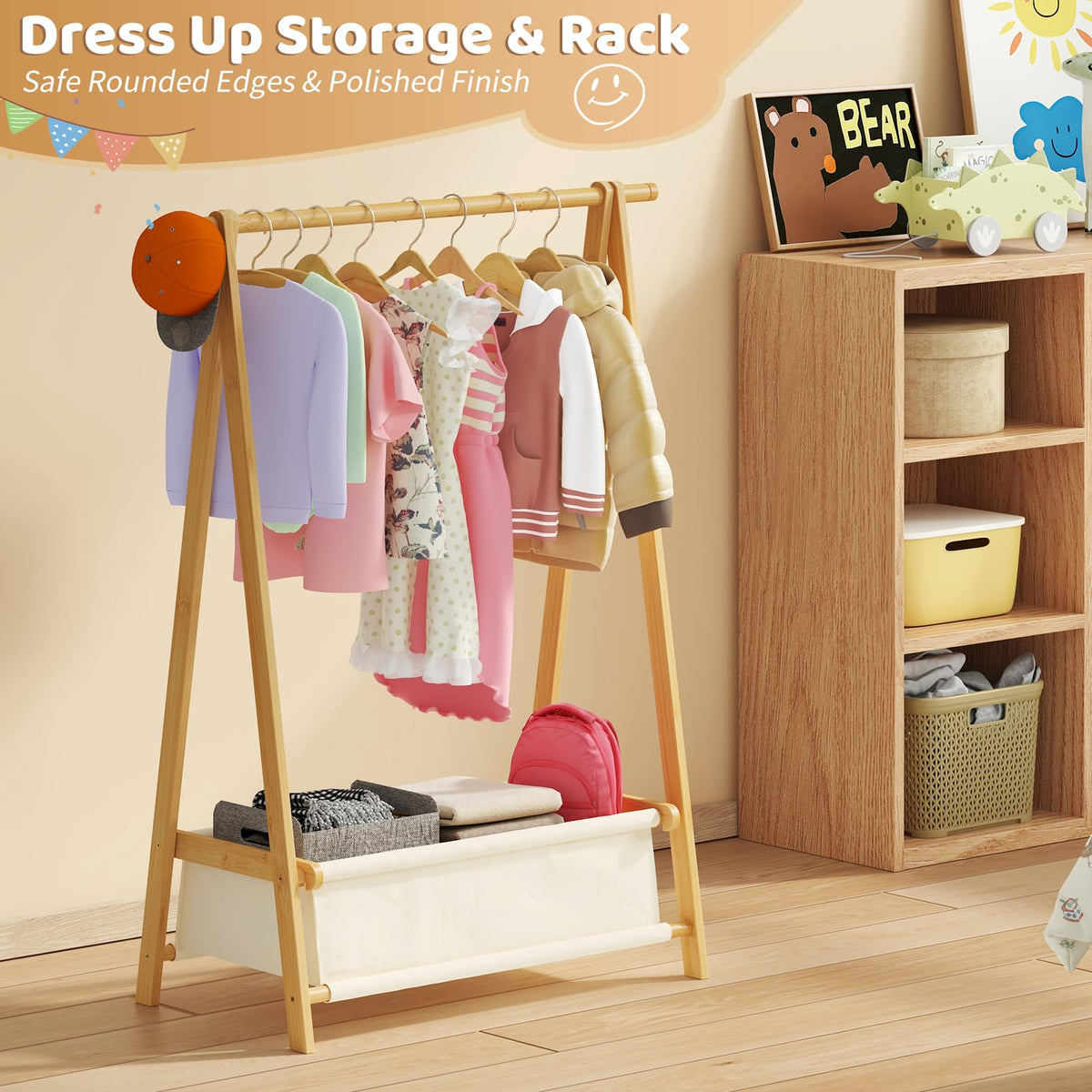 Vriccc dress up rack hanging rod demonstrates ample vertical space