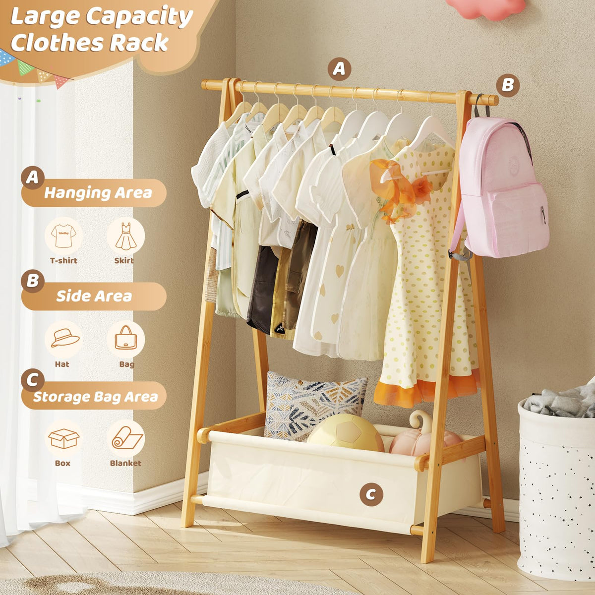 Vriccc dress up rack side hooks provide space for accessories