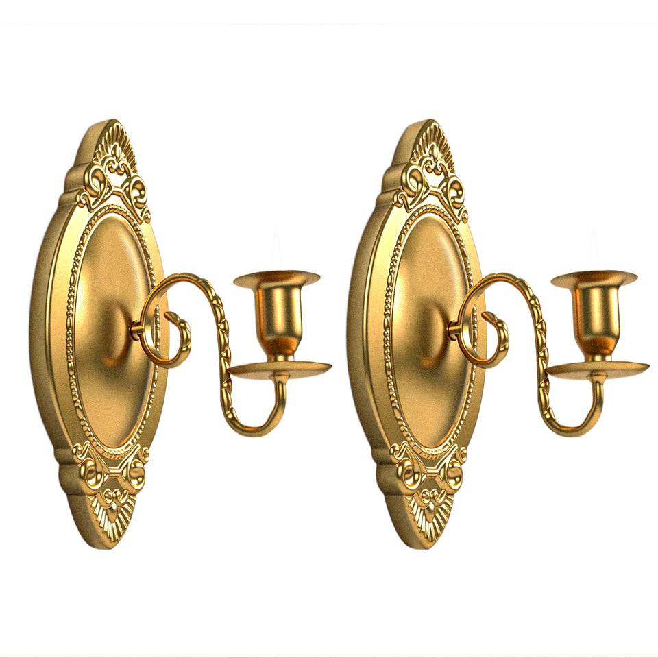 Vrnikhub gold candle sconce pair mounted on wall for warm ambient light
